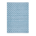 Blue Checkered Jute Rug with Fringe