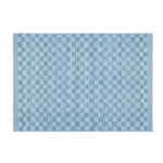 Blue Checkered Jute Rug with Fringe