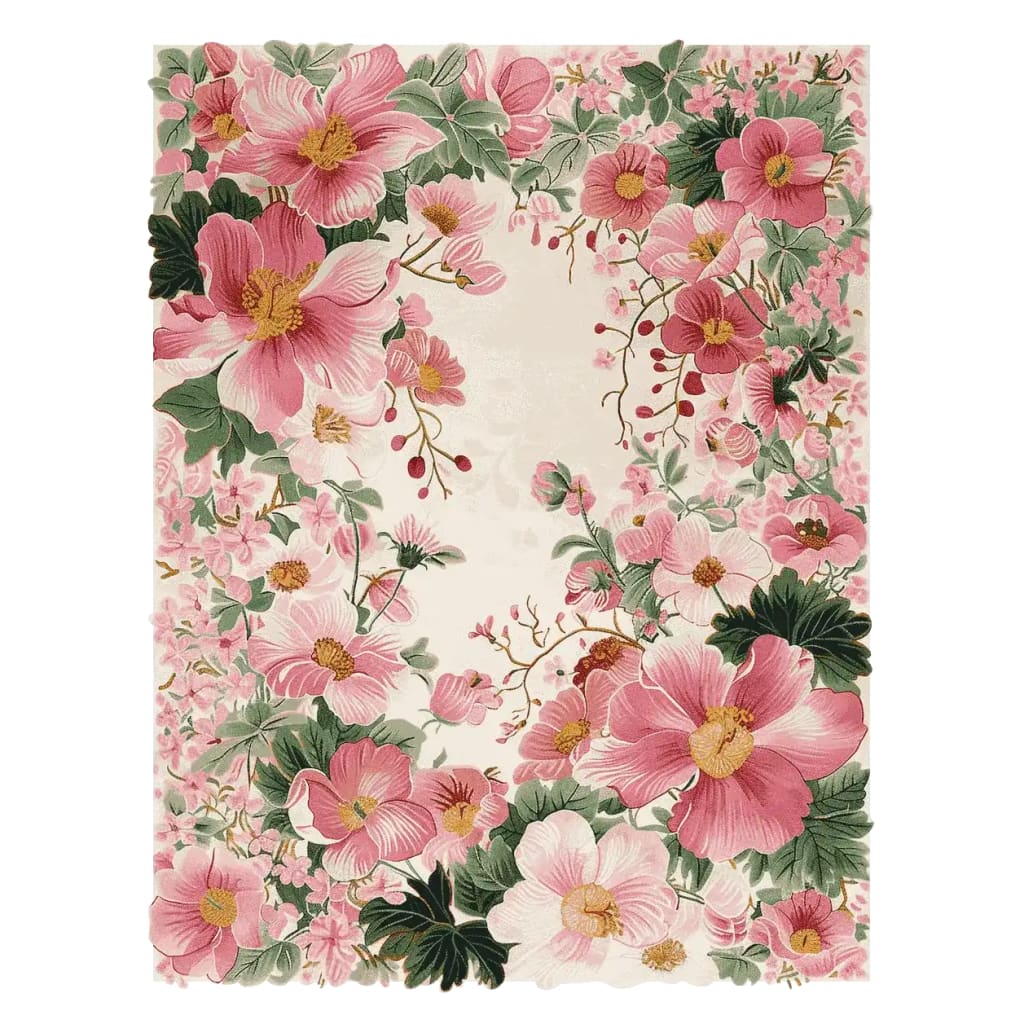 Blush Garden Bloom Hand Tufted Rug — Custom 3' round