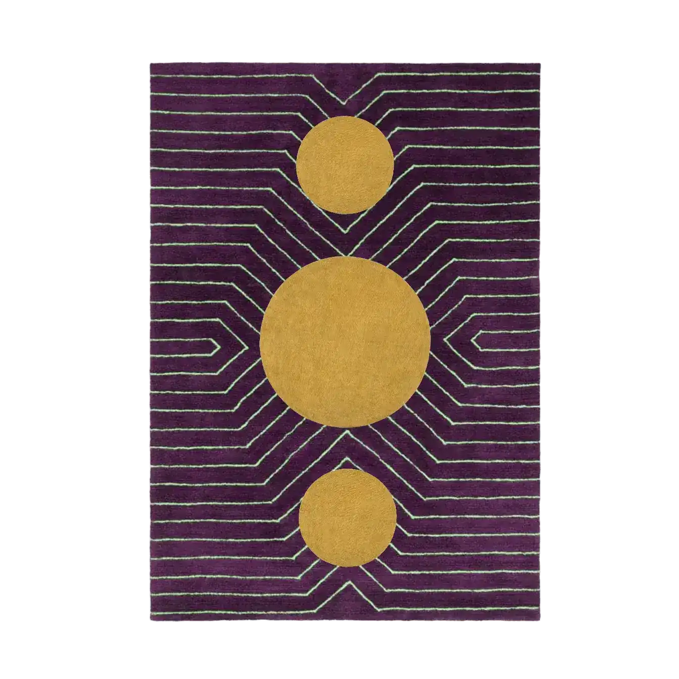 Burgundy Golden Geometric Hand Tufted Wool Rug