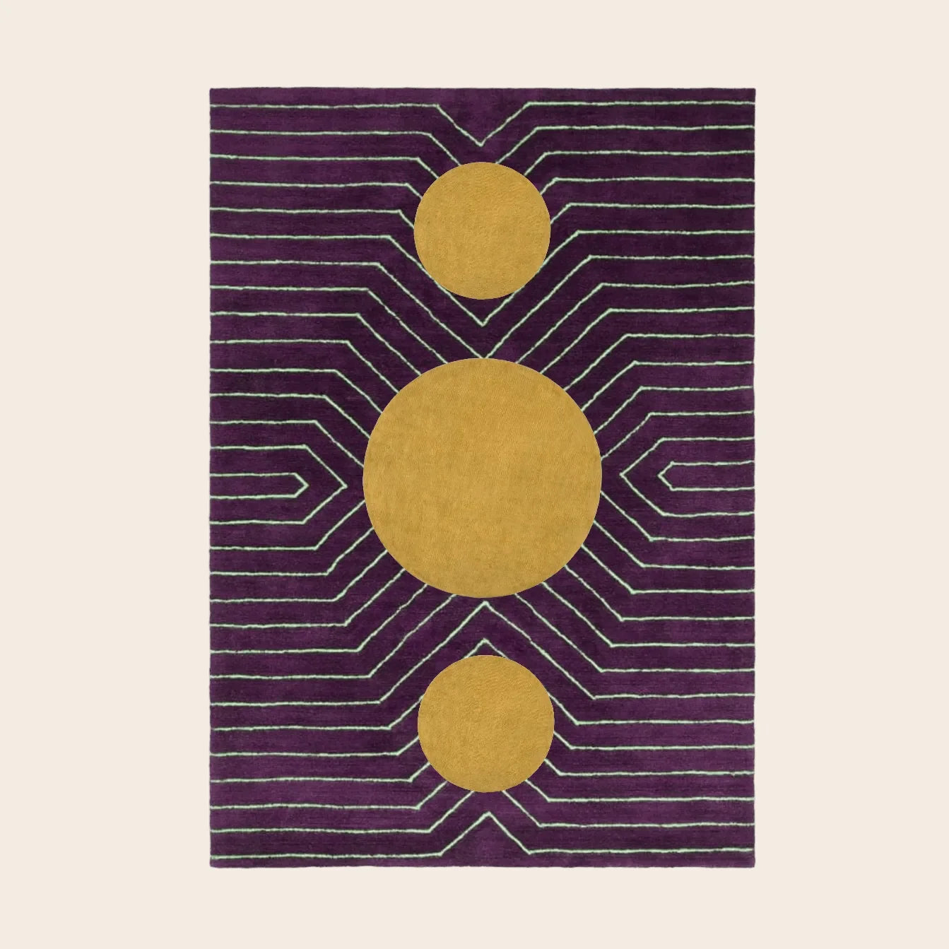 Burgundy Golden Geometric Hand Tufted Wool Rug