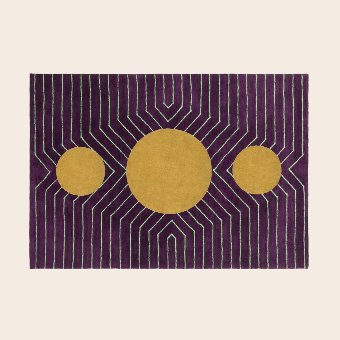 Burgundy Golden Geometric Hand Tufted Wool Rug