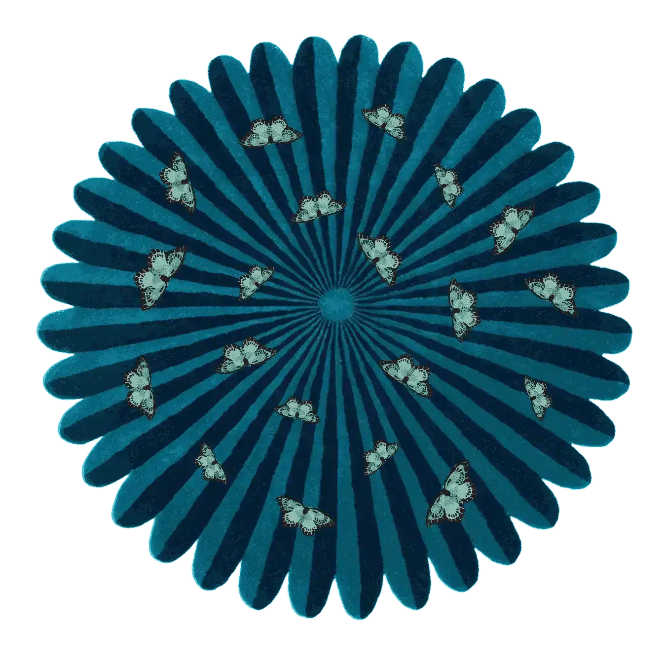 Butterflies over Flower Hand Tufted Wool Rug 1 - 1001 Knots