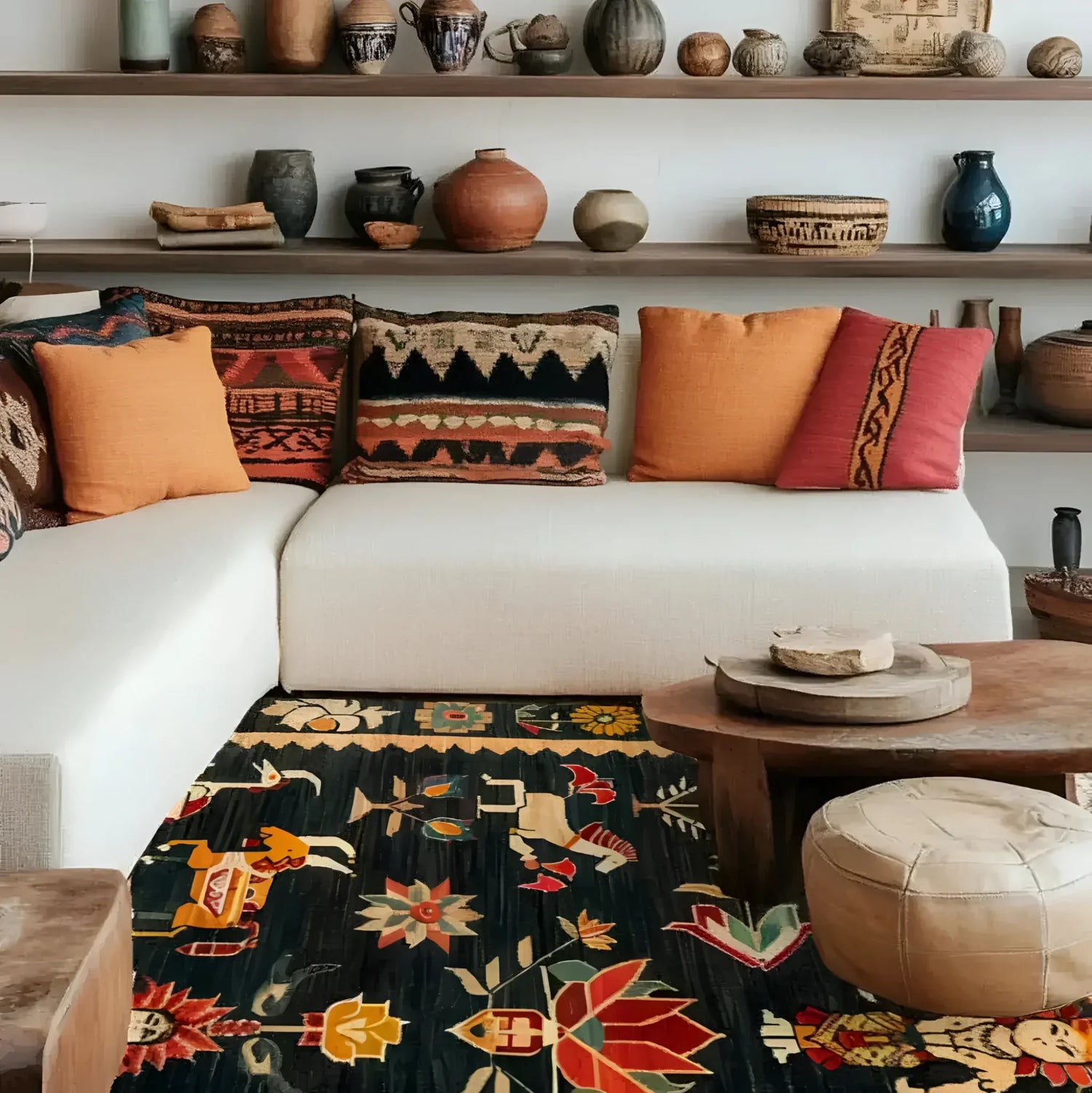 Cambodian Heritage Wool Hand Knotted Area Rug