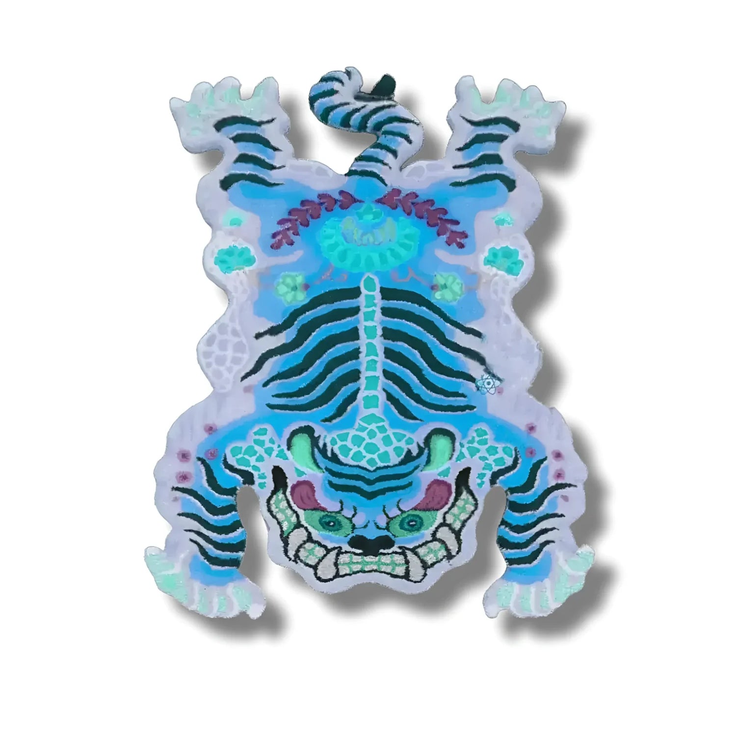 Chinoiserie Tibetan Tiger Hand Tufted Wool Rug - Blue