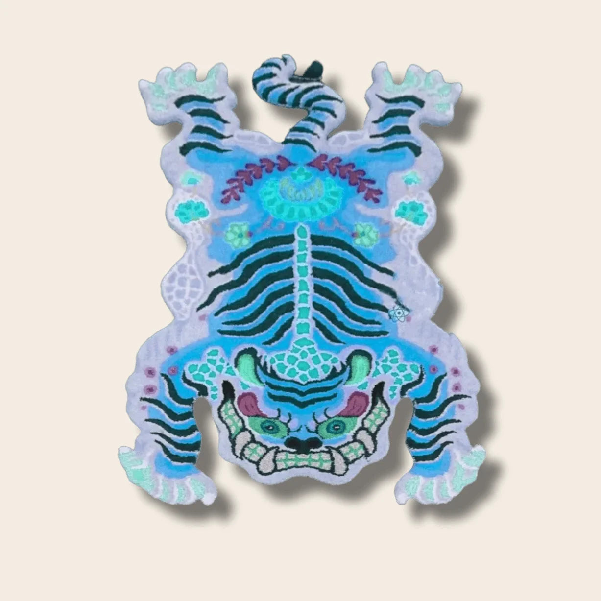 Chinoiserie Tibetan Tiger Hand Tufted Wool Rug - Blue