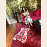 Chinoiserie Tibetan Tiger Hand Tufted Wool Rug - Pink