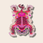 Chinoiserie Tibetan Tiger Hand Tufted Wool Rug - Pink