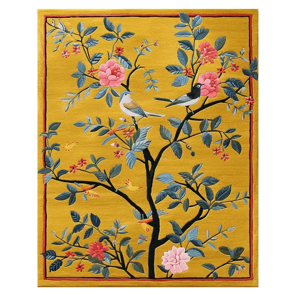 Chirping Cherry Tree Hand Tufted Rug