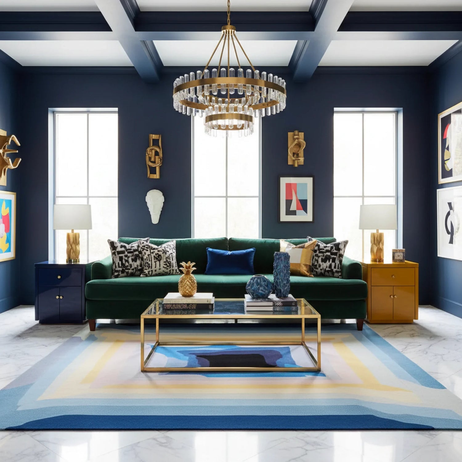 Chromatic Depth Frame Hand Tufted Rug