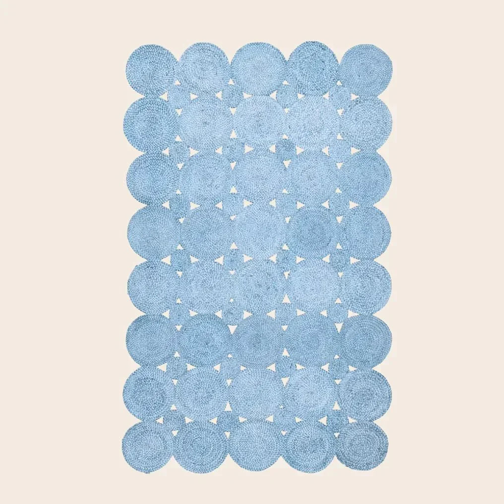 Circle of Life Braided Area Jute Rug - Blue — Custom 9' × 9'