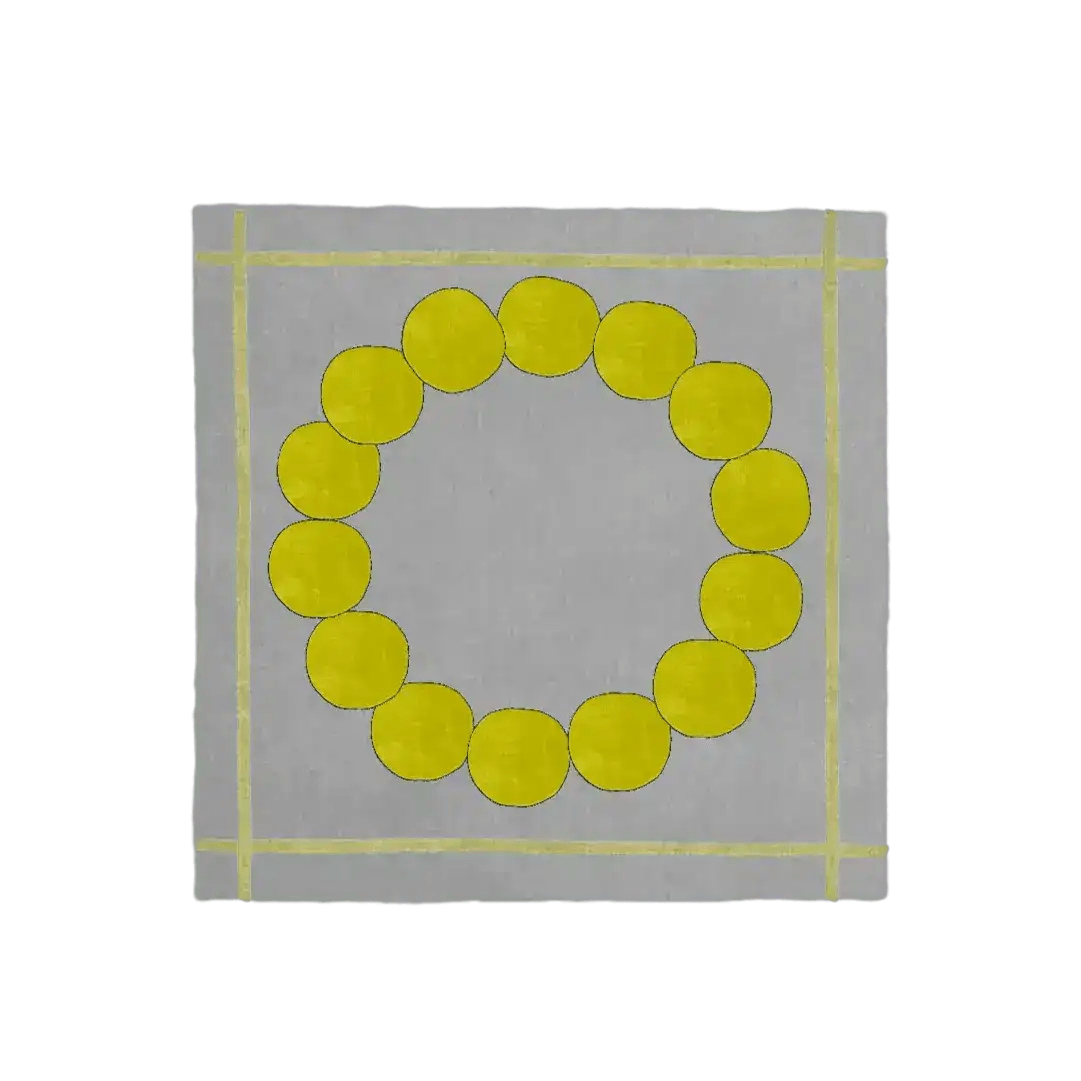 Circle of Suns Square Hand Tufted Wool Rug - Gray 6 - 1001 Knots