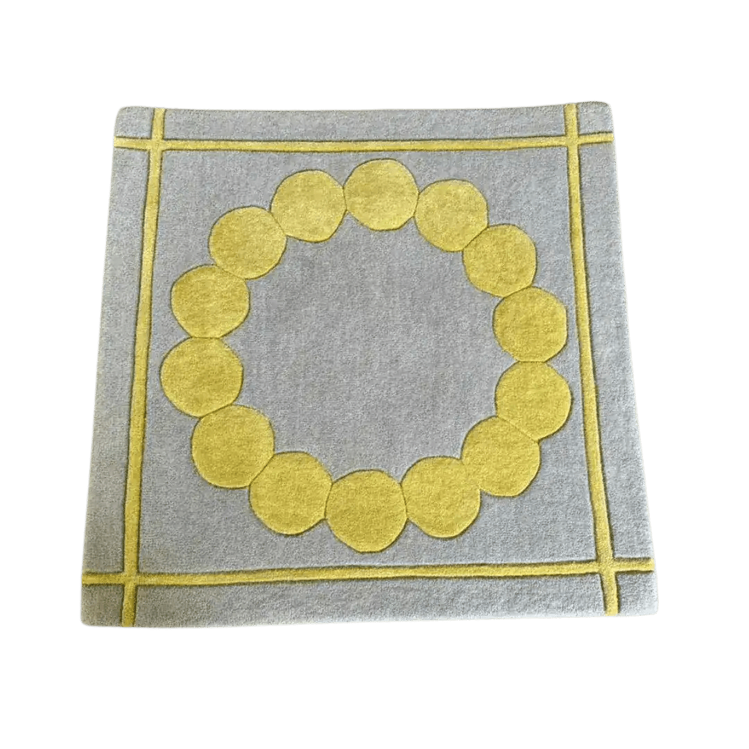 Circle of Suns Square Hand Tufted Wool Rug - Gray 1 - 1001 Knots