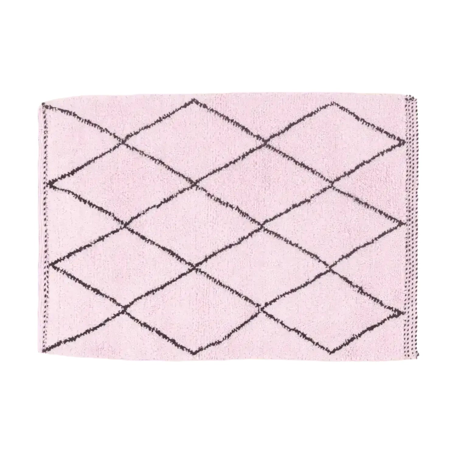 Classic Diamond Moroccan Berber Handwoven Wool Area Rug - Blush