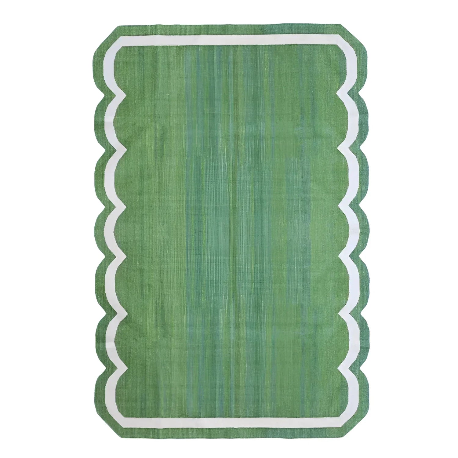 Classic Green Scallop Cotton Rug