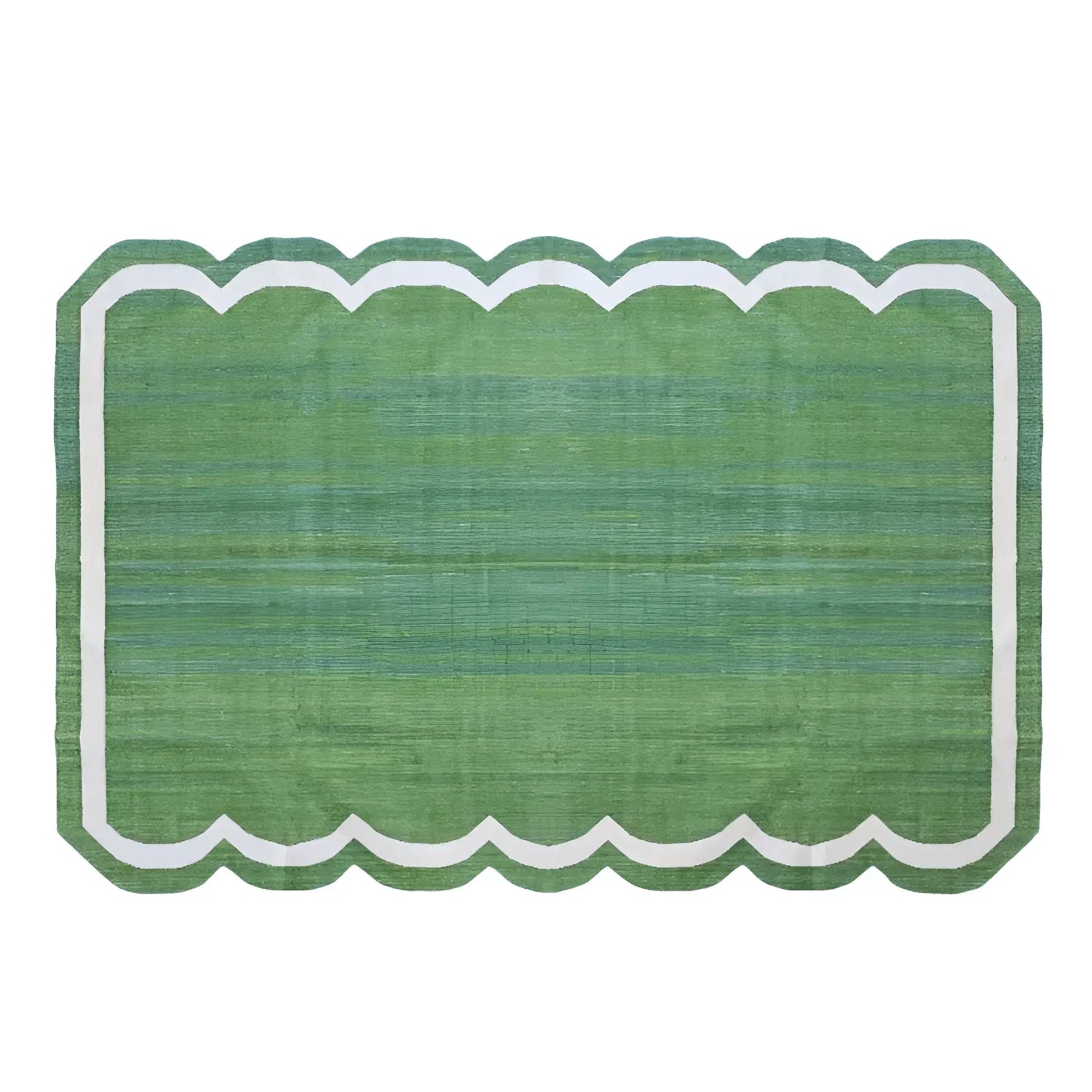 Classic Green Scallop Cotton Rug