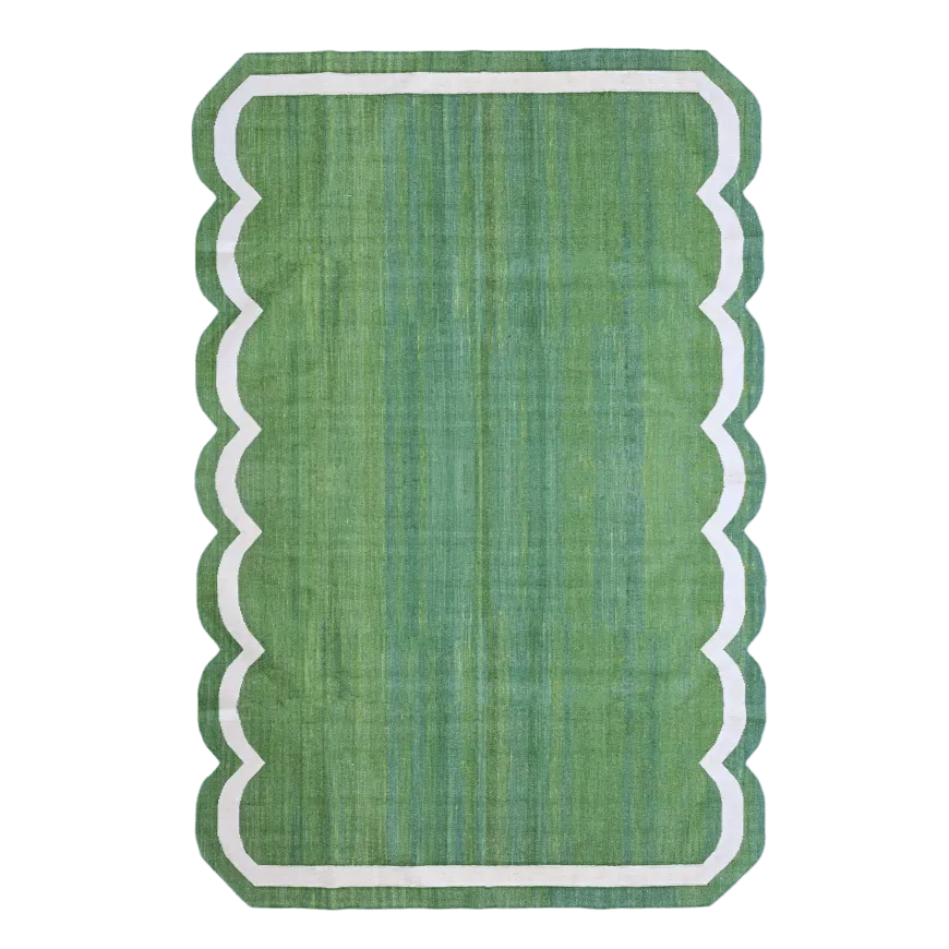 Classic Green Scallop Cotton Rug