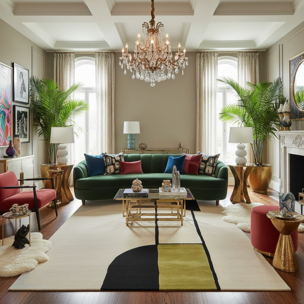 Color Cut Space Hand Tufted Rug