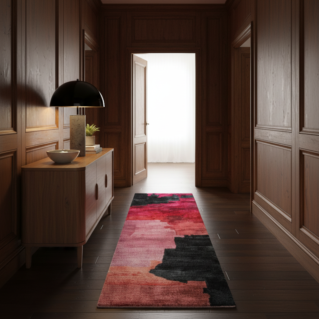 Color wave Canvas Hand Tufted Wool Rug Runner