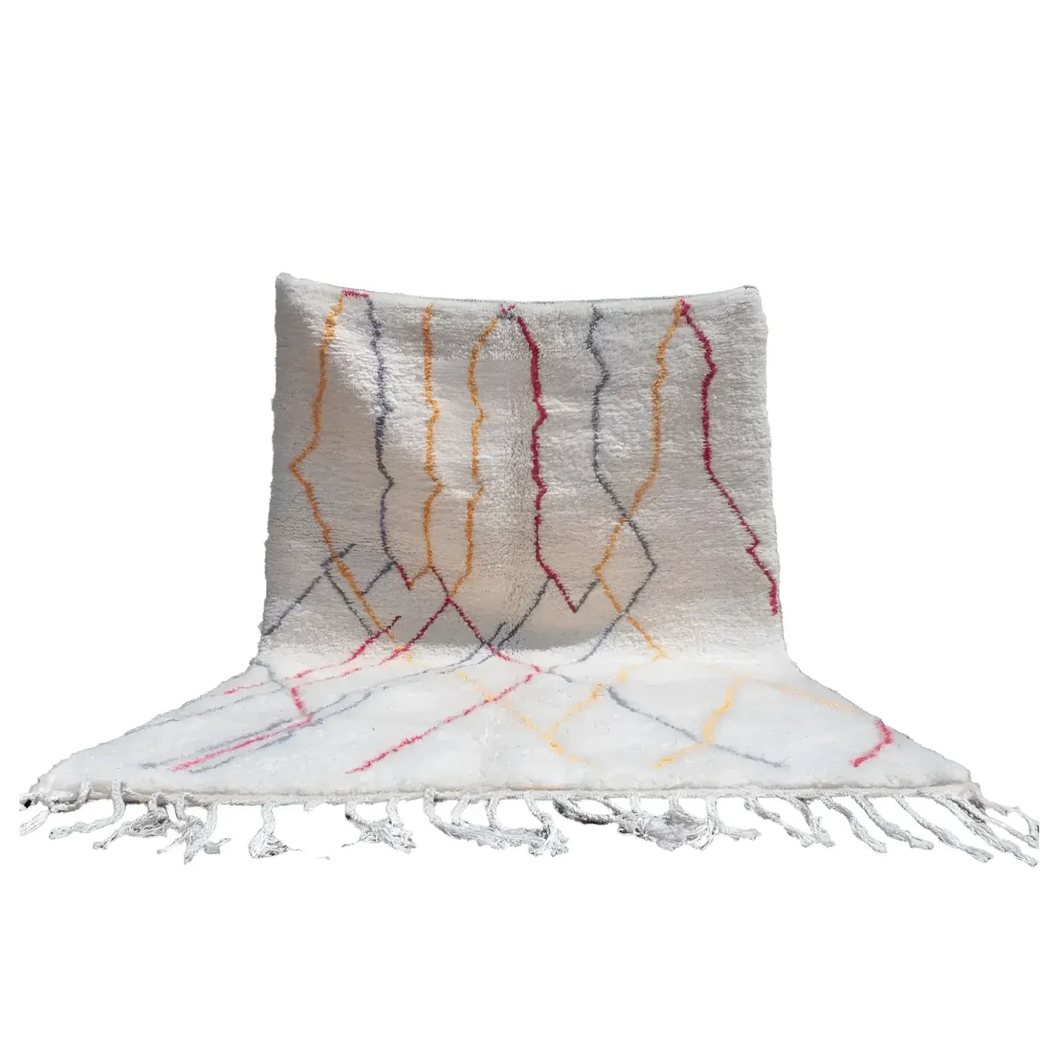 Colorful Moroccan Tanzia Area Rug with Tassels