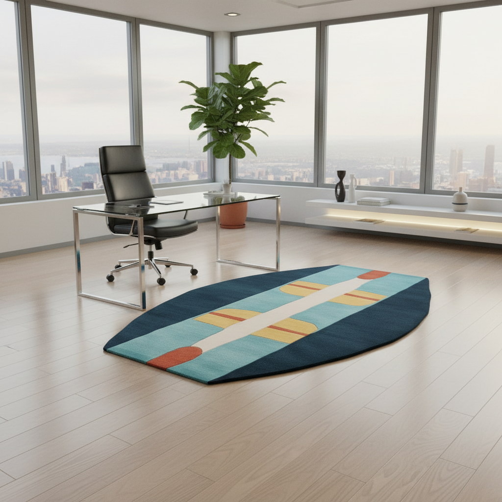 Constructive Contrast Curve Hand Tufted Rug