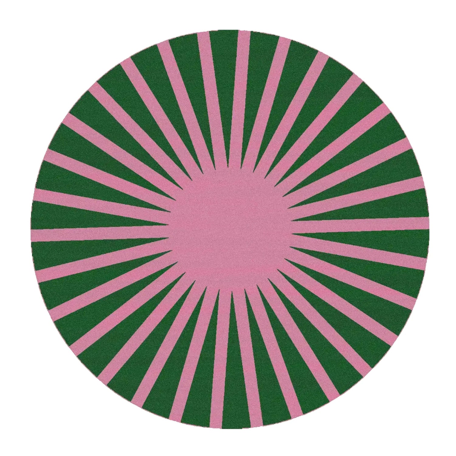 Contemporary Green and Pink Ray Round Hand Tufted Wool Rug