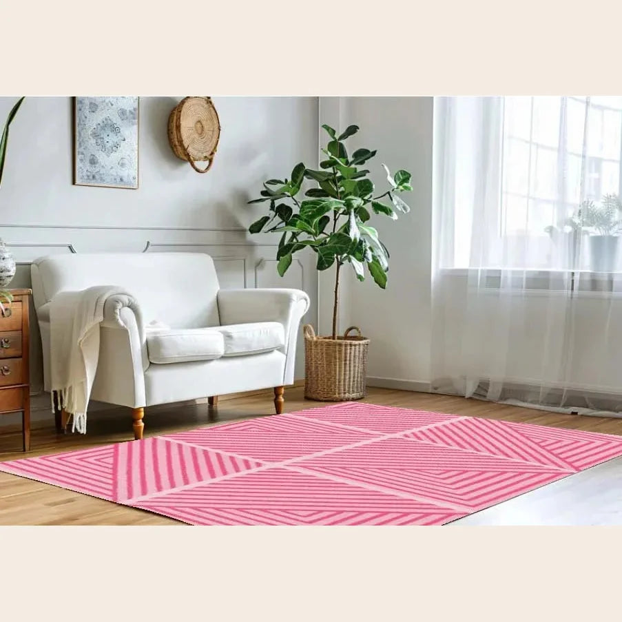 Contemporary Pink Geometric Hand Tufted Wool Rug