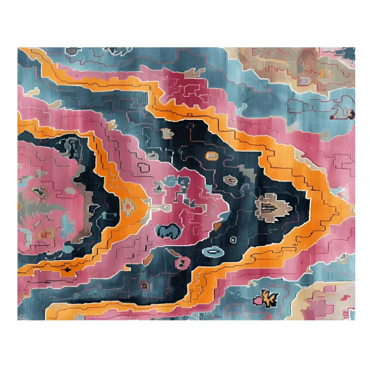 Contemporary Prismatic Peaks Hand Knotted Rug