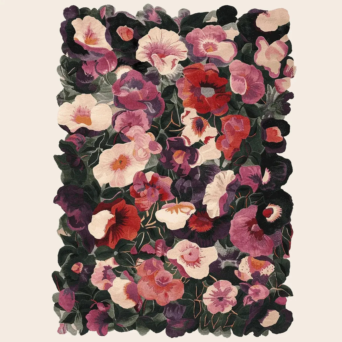 Crimson Flower Cascade Hand Tufted Rug - rug