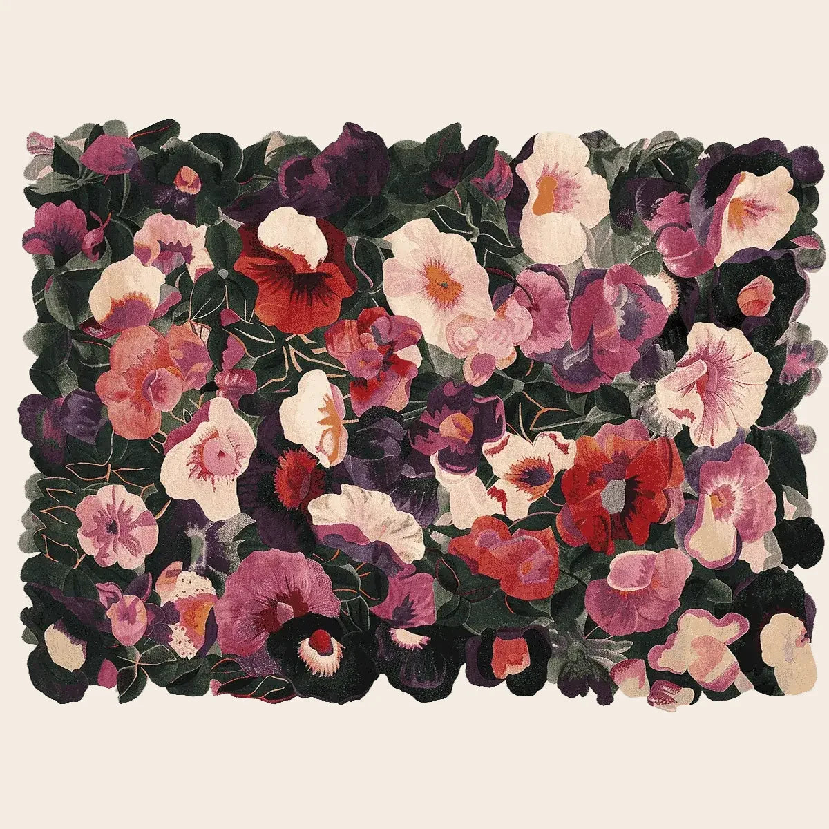 Crimson Flower Cascade Hand Tufted Rug - rug