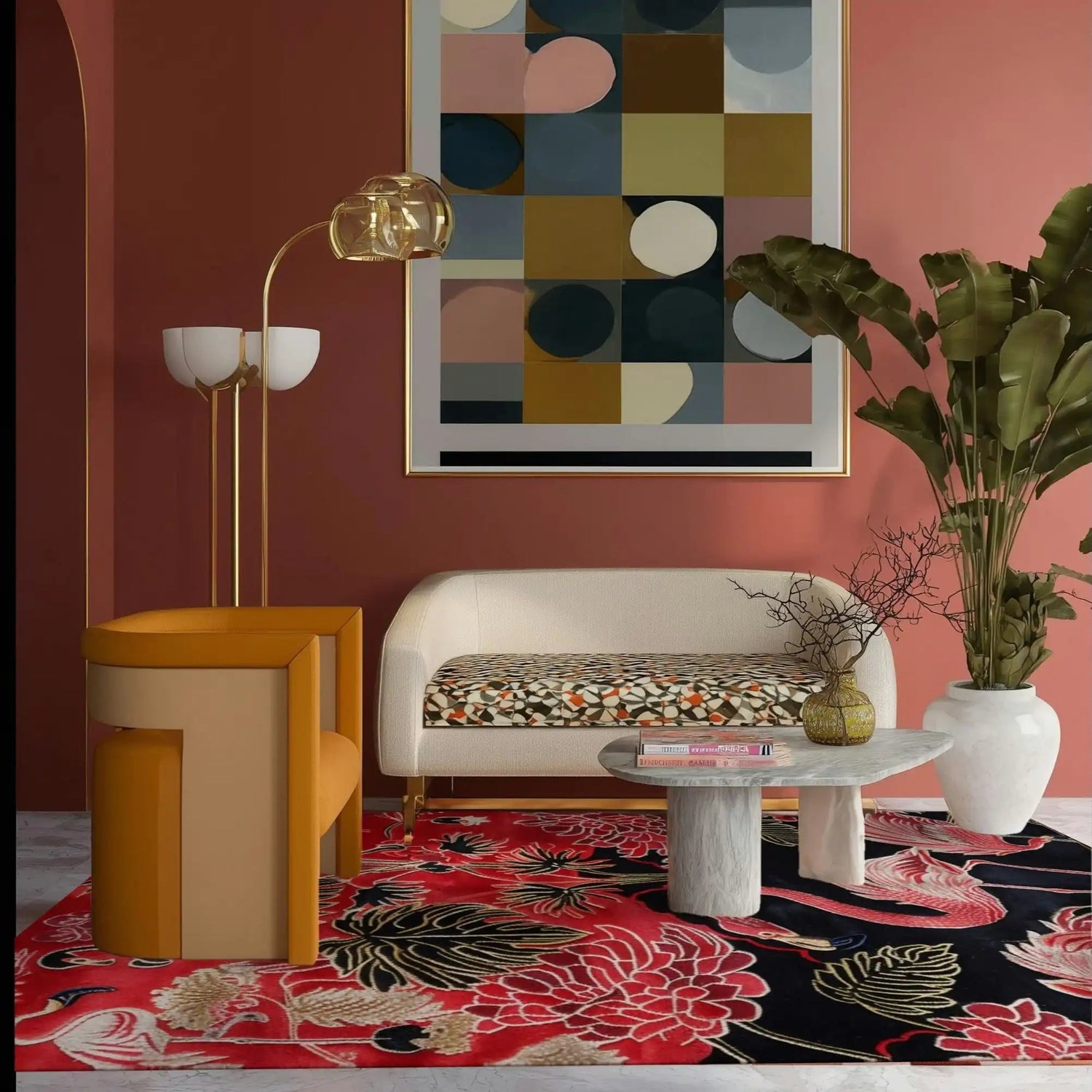 Crimson Paradise Hand Tufted Rug