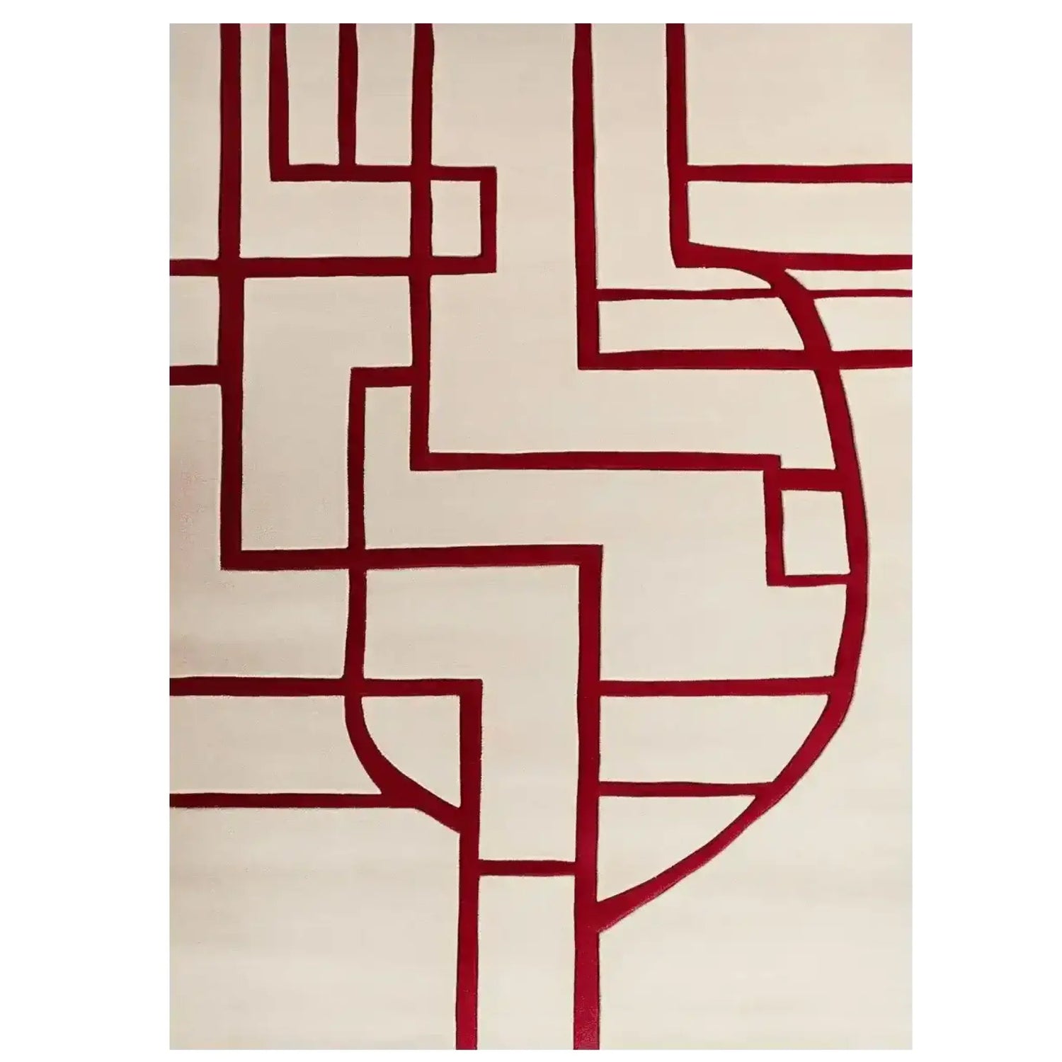 Crimson Path Grid Hand Tufted Rug