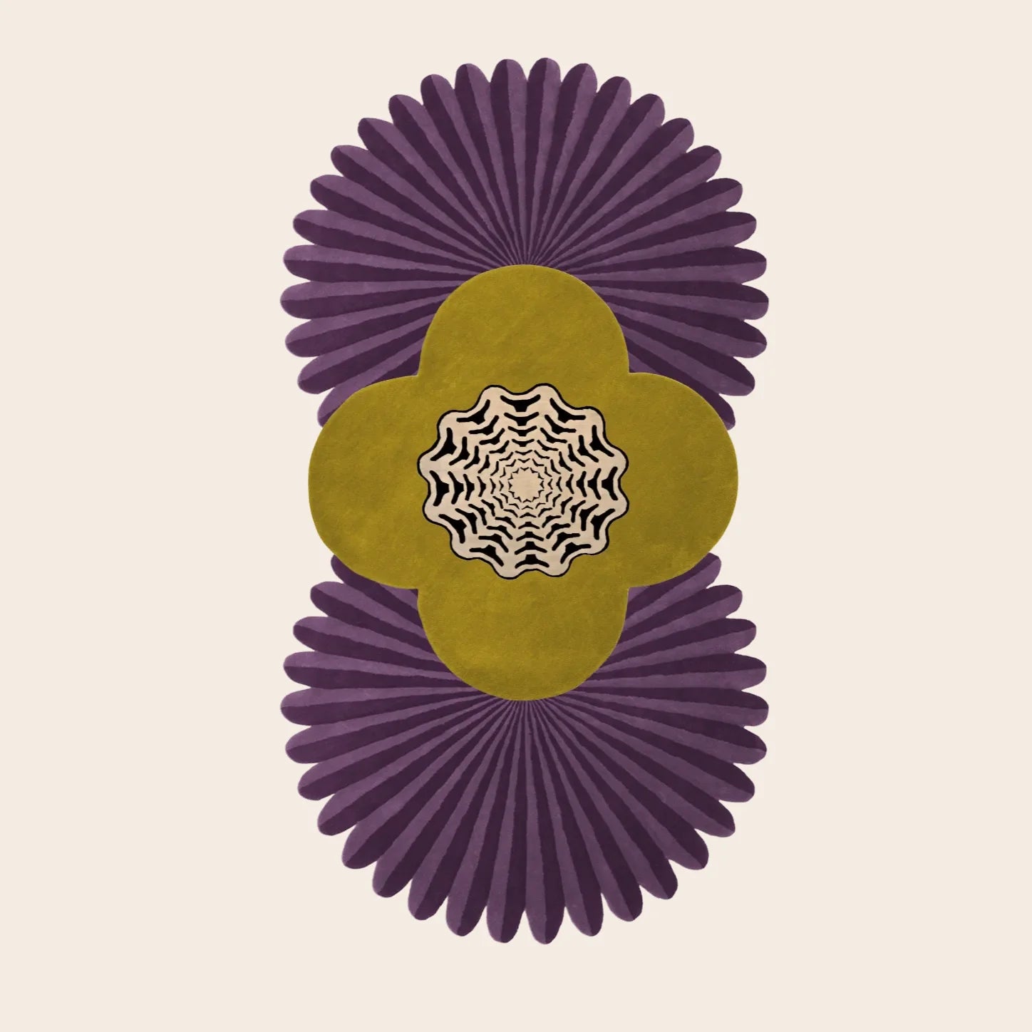 Daisy Pleated Hand Tufted Wool Rug Runner - Purple