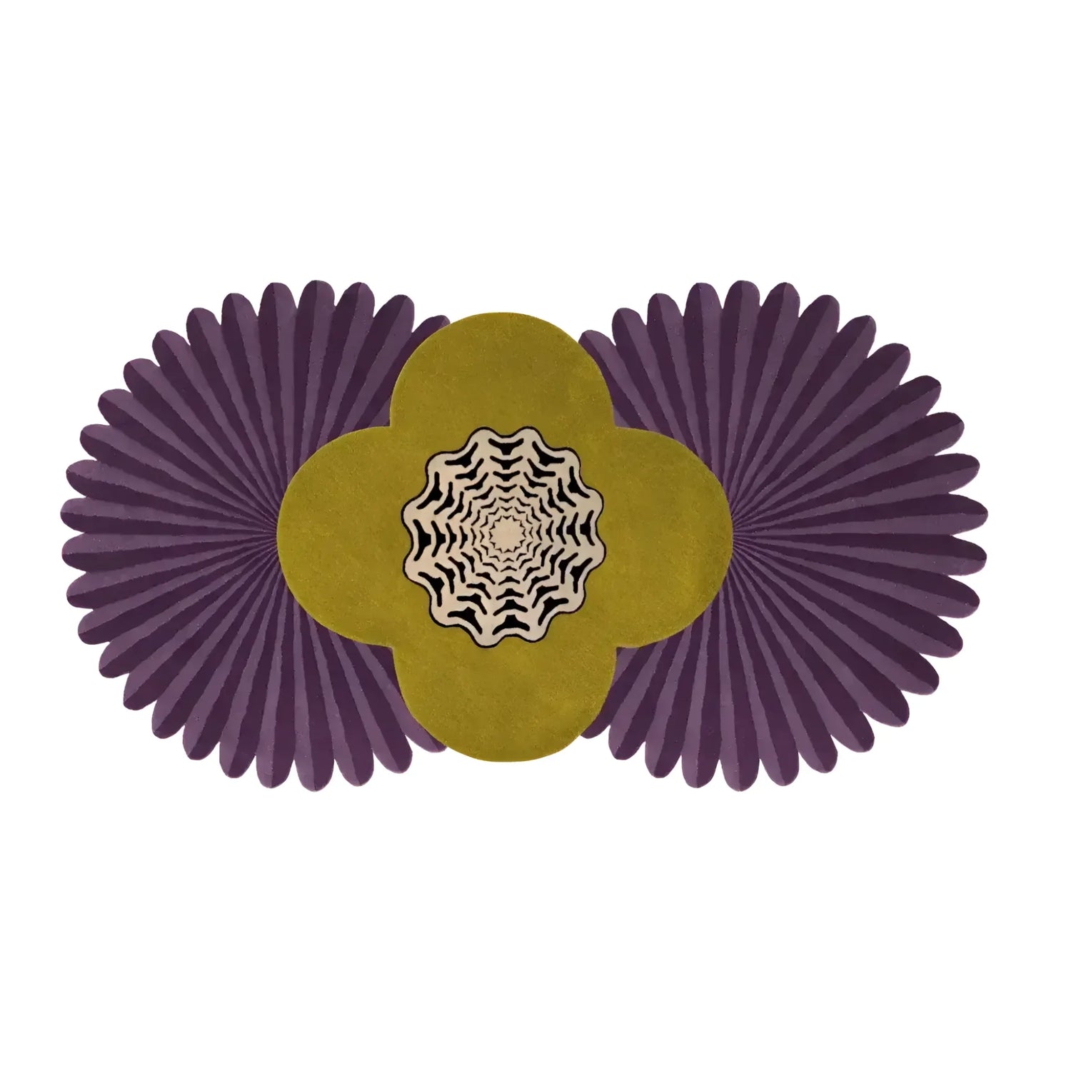 Daisy Pleated Hand Tufted Wool Rug Runner - Purple
