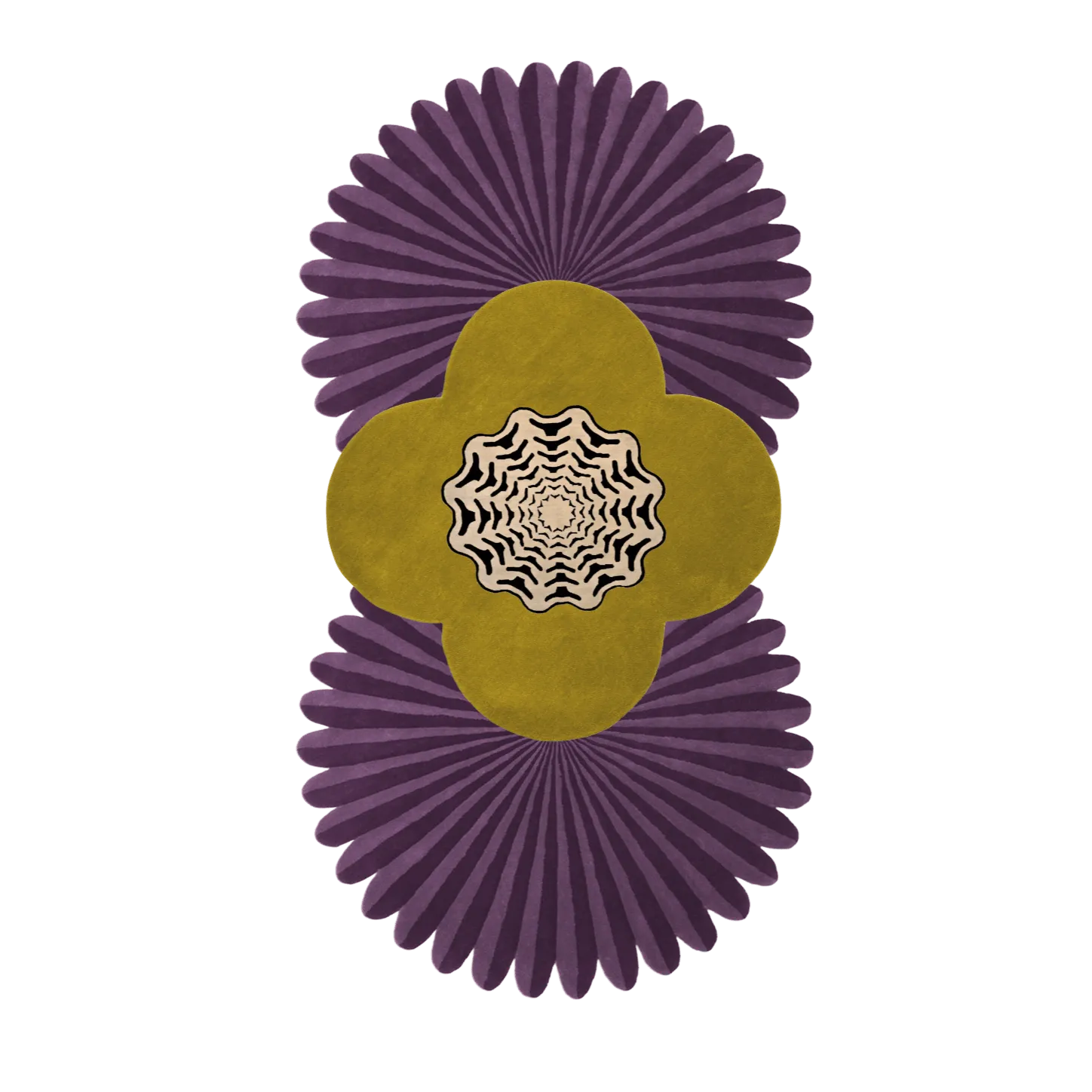 Daisy Pleated Hand Tufted Wool Rug Runner - Purple