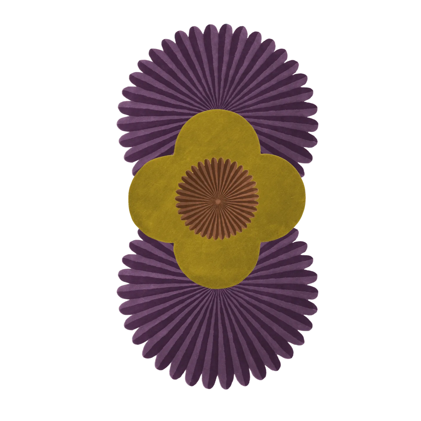 Daisy within Daisy Pleated Hand Tufted Wool Rug Runner - Purple