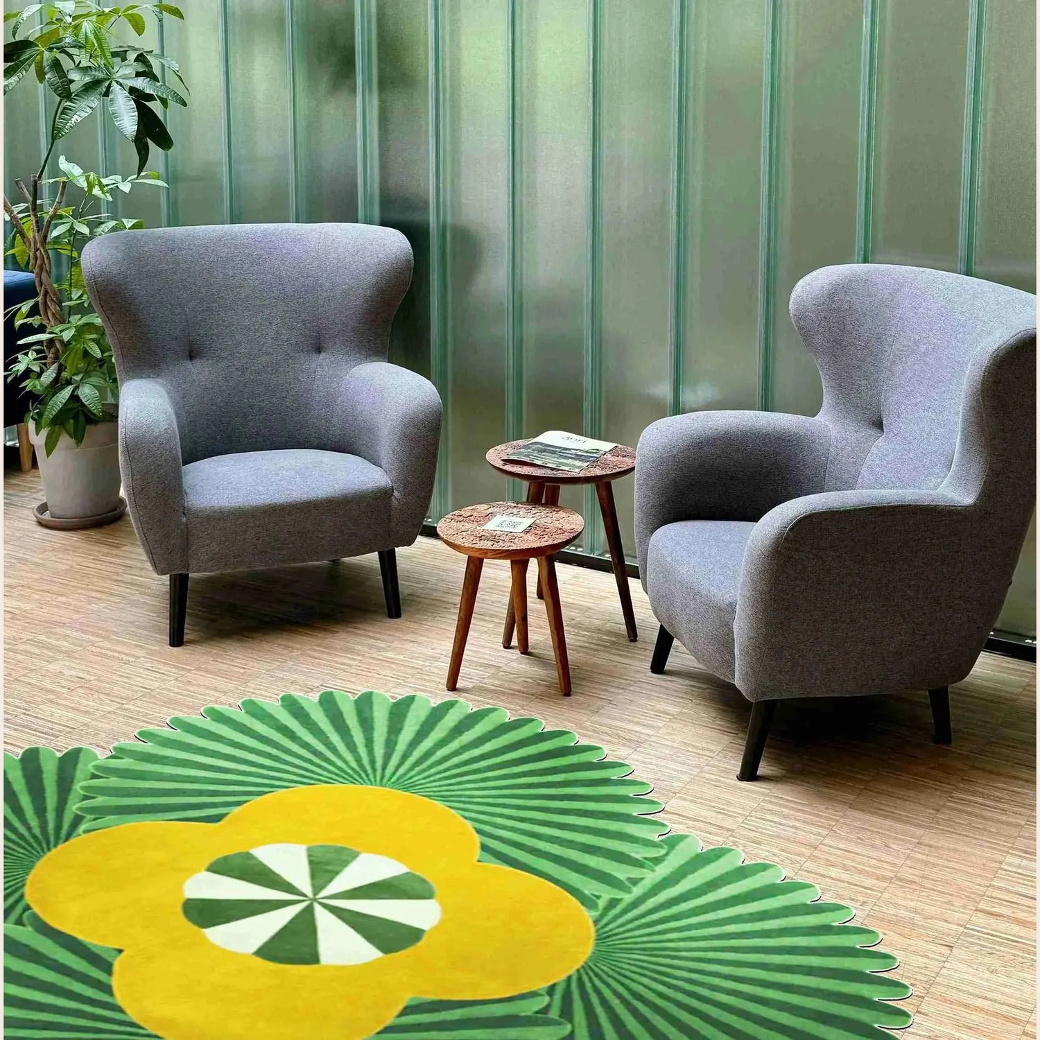 Daisy within Daisy Pleated Hand Tufted Wool Rug