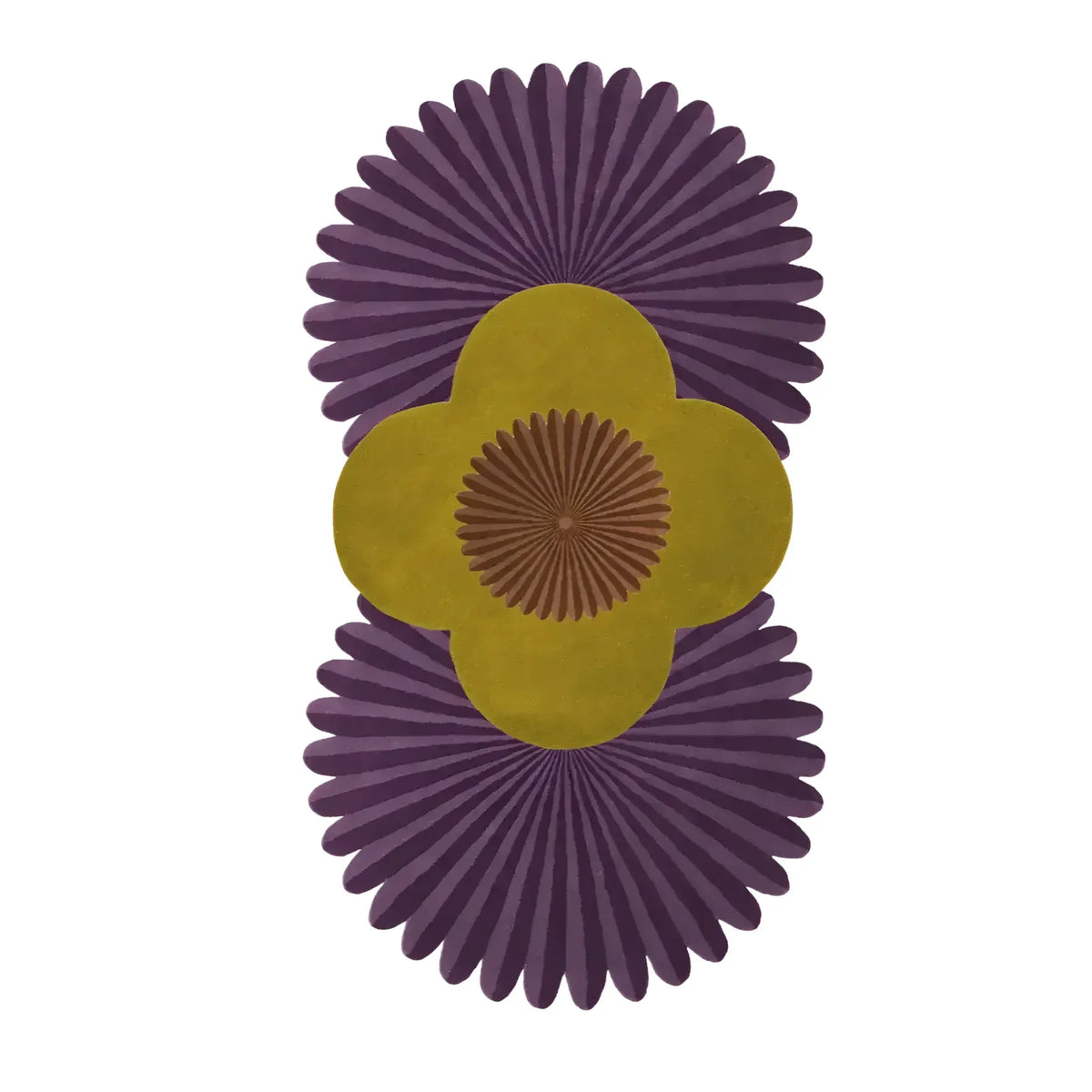 Daisy within Daisy Pleated Hand Tufted Wool Rug Runner - Purple — Custom 6' × 9'