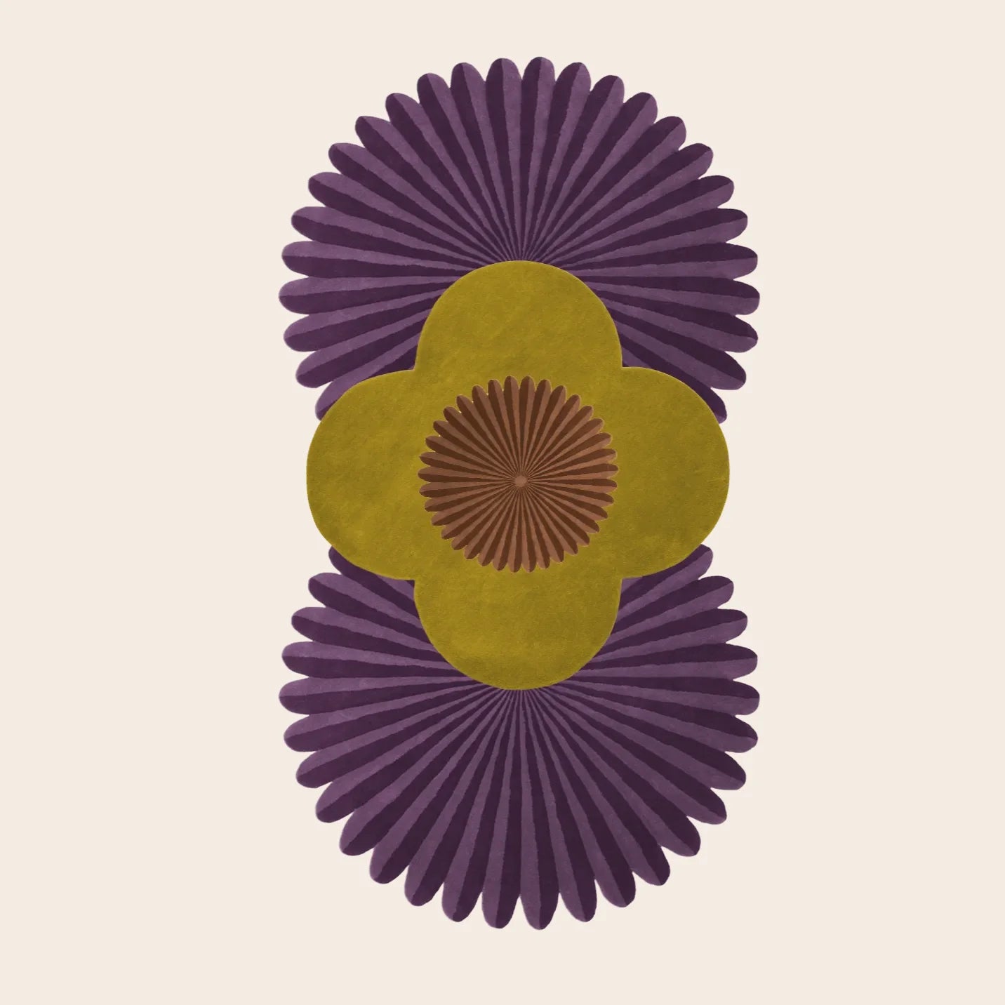 Daisy within Daisy Pleated Hand Tufted Wool Rug Runner - Purple