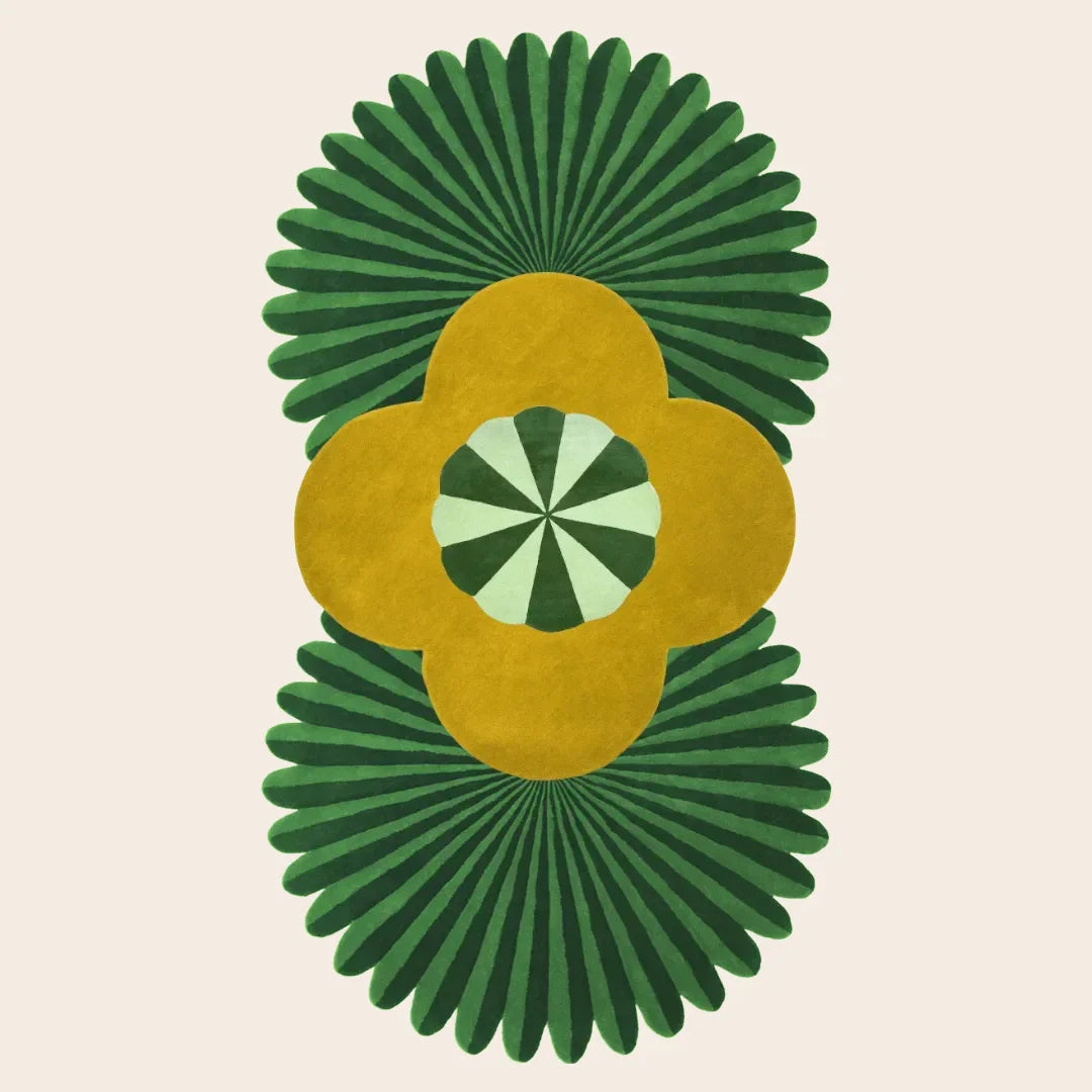 Daisy within Daisy Pleated Hand Tufted Wool Rug Runner - Yellow