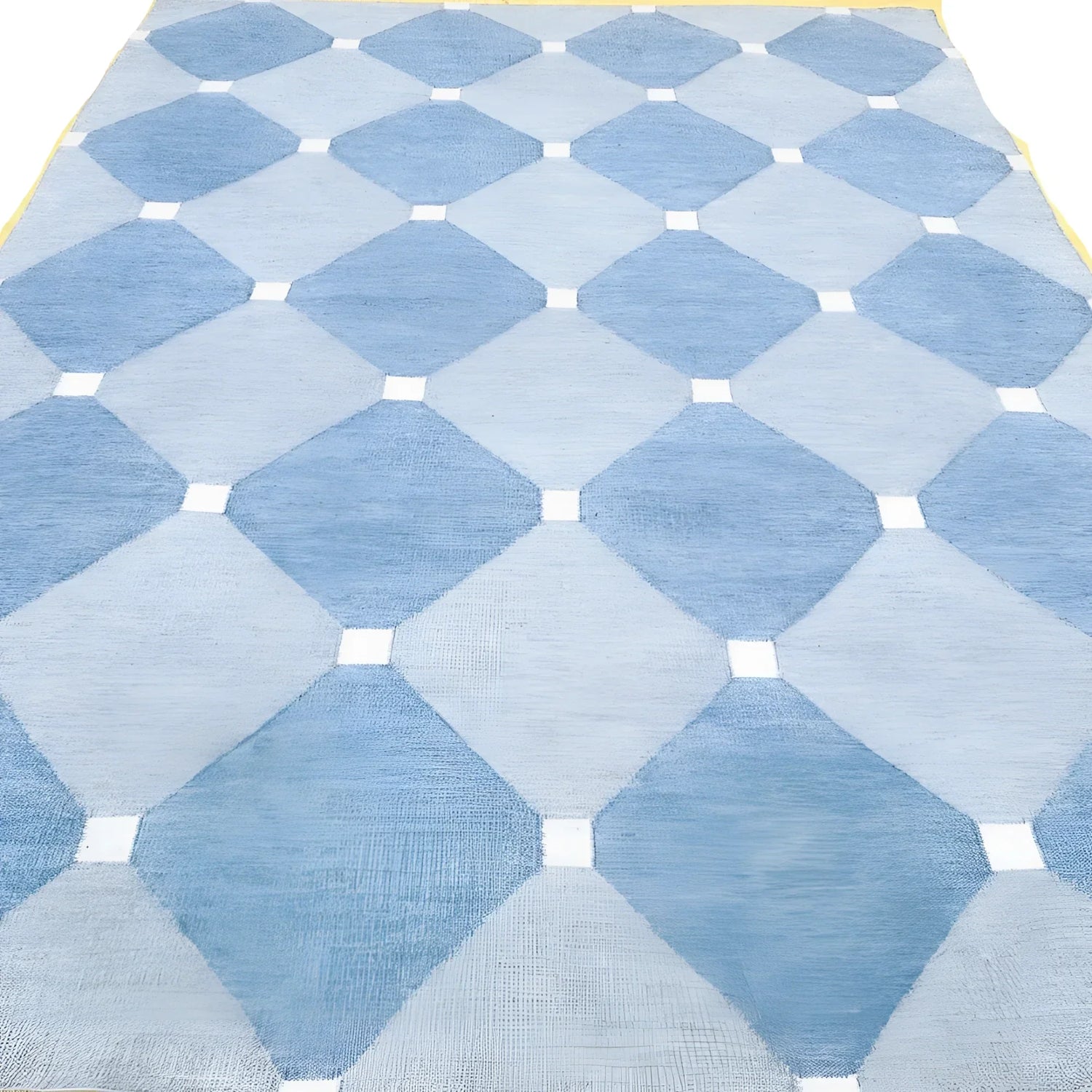 Diamond Blue Classic Dhurrie Cotton Rug