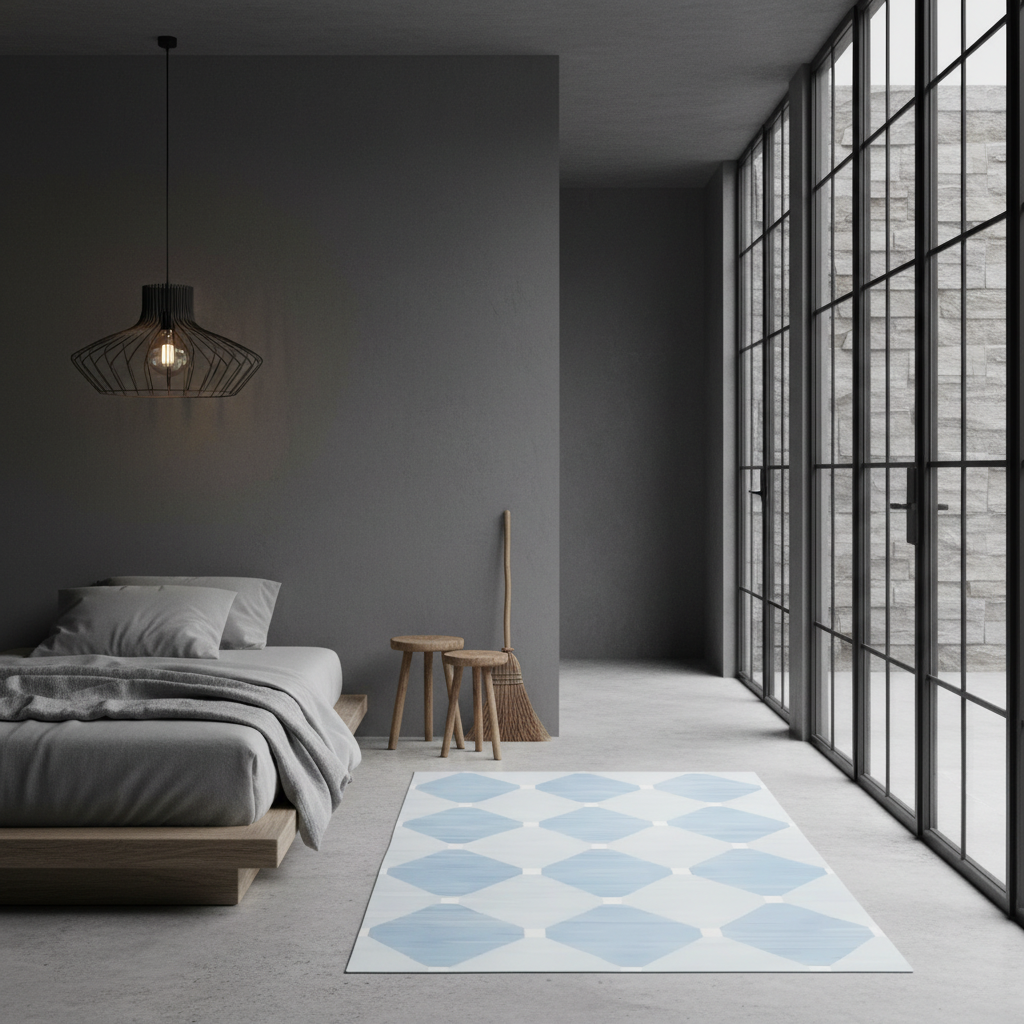 Diamond Blue Classic Dhurrie Cotton Rug