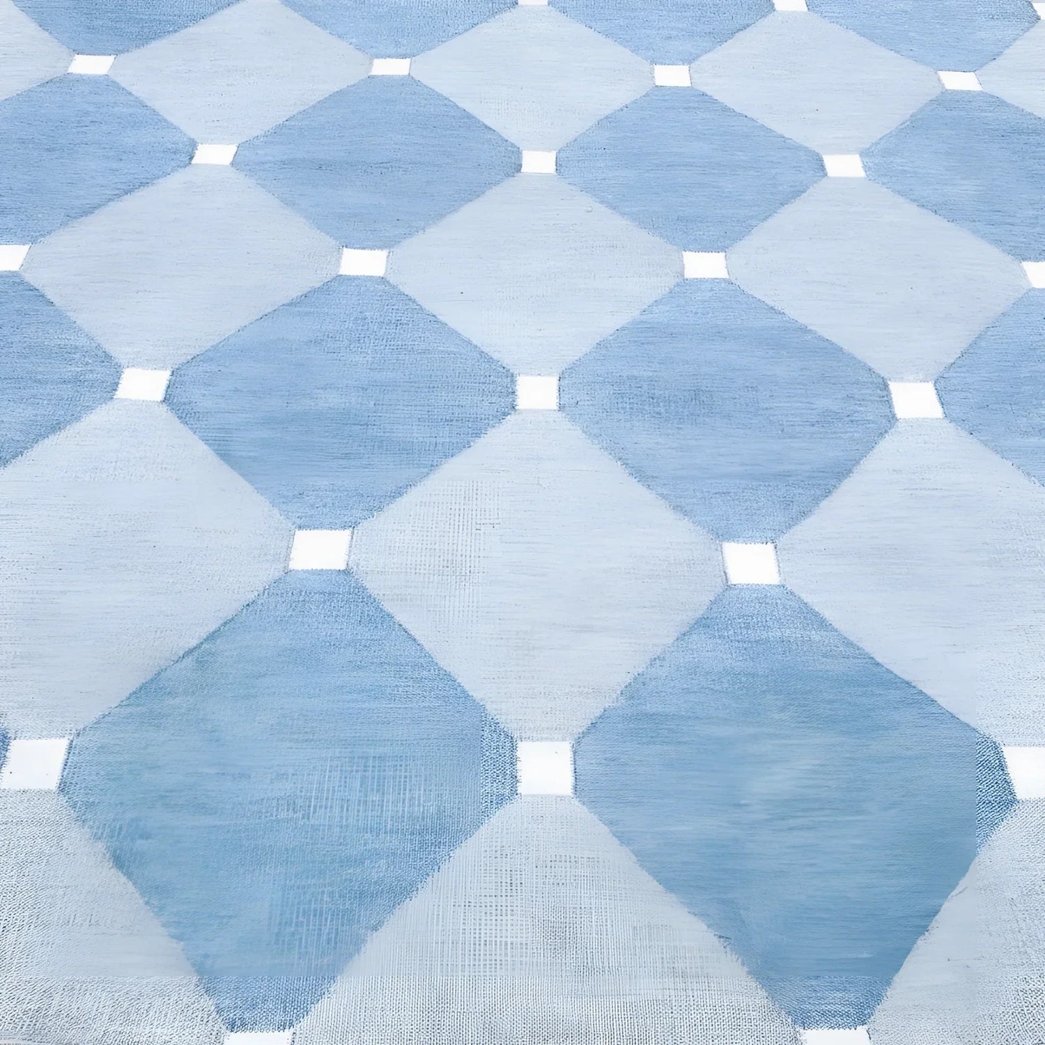 Diamond Blue Classic Dhurrie Cotton Rug