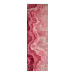 Earthen Elegance wool runner rug swatch, narrow marbled swirl pattern in shades of pink and rose