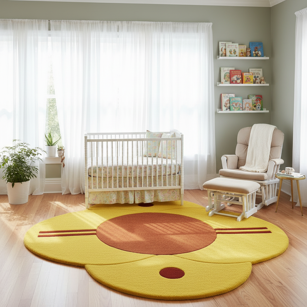 Eastern Sun over Horizon Round Hand Tufted Wool Rug