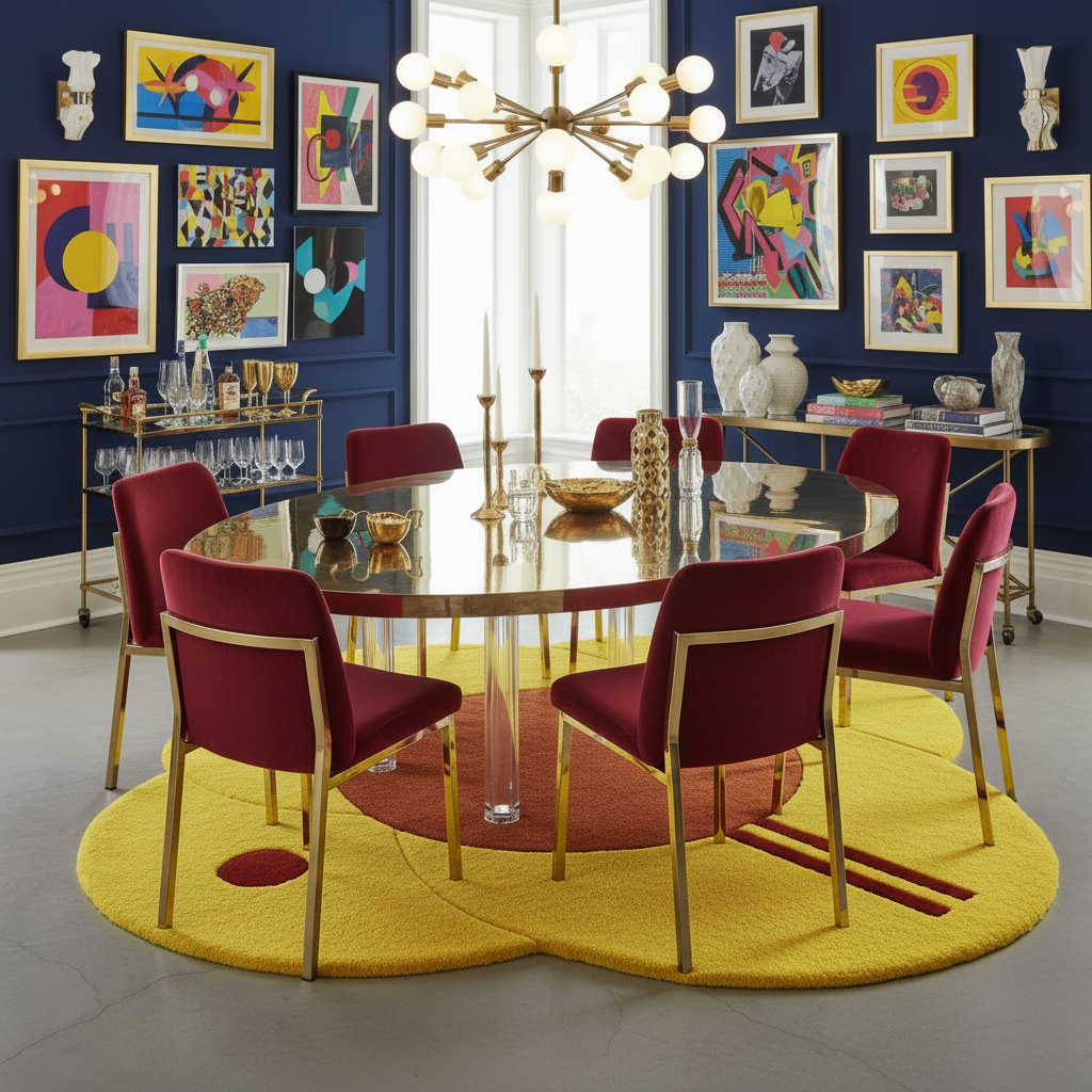 Eastern Sun over Horizon Round Hand Tufted Wool Rug