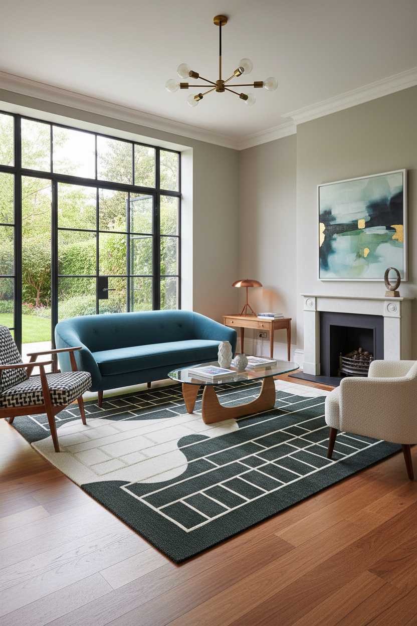 Ebony Lattice Dream Knotted Wool Rug