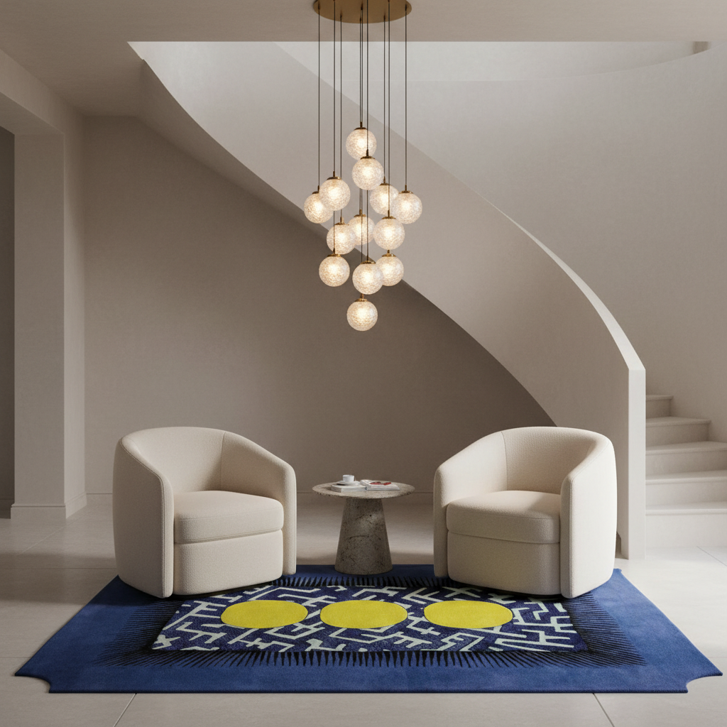 Edged Valley of the Suns Hand Tufted Wool Rug - Blue