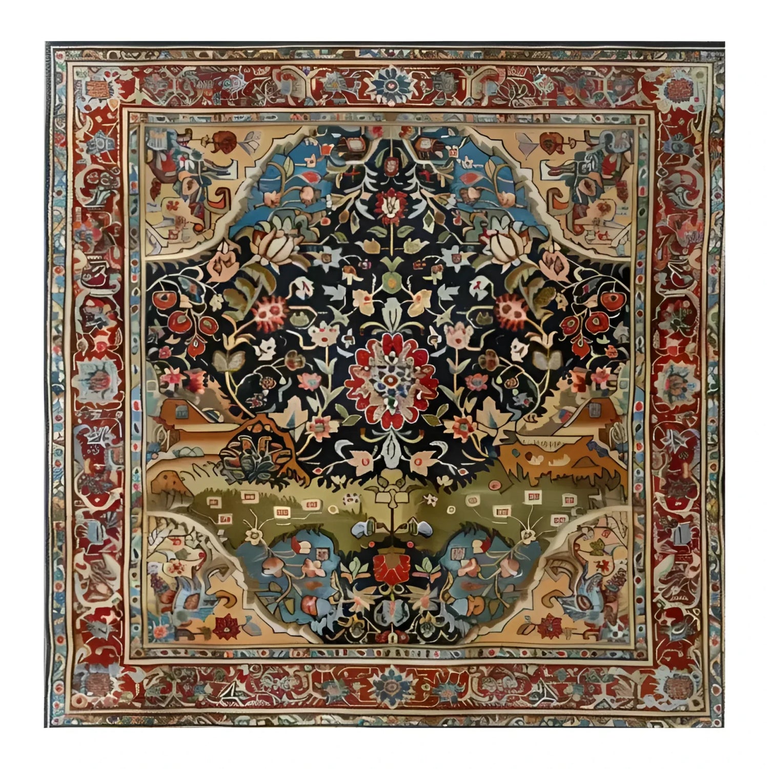 Eternal Blossom Wool Hand Knotted Area Rug