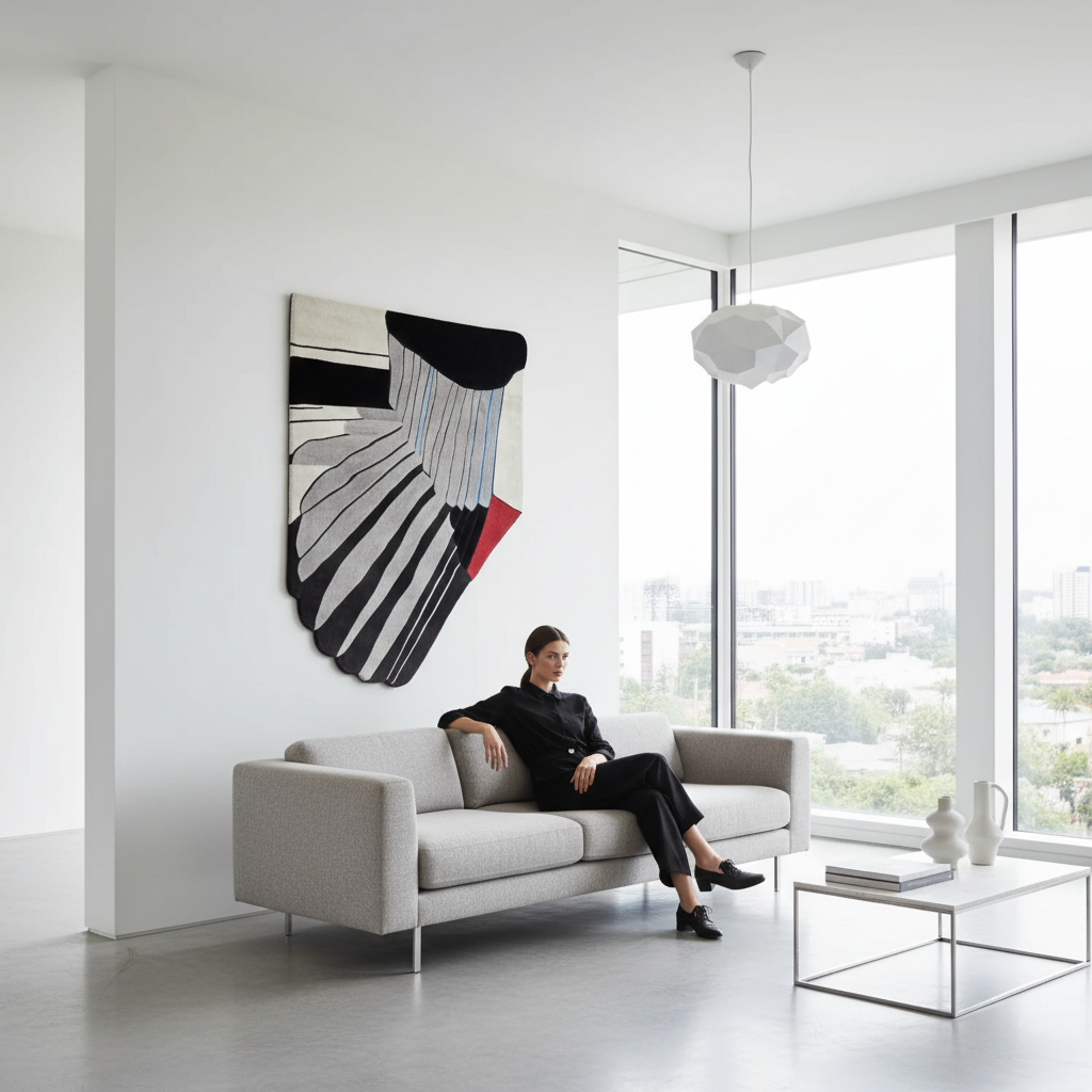 Feathered Geometry Hand Tufted Rug